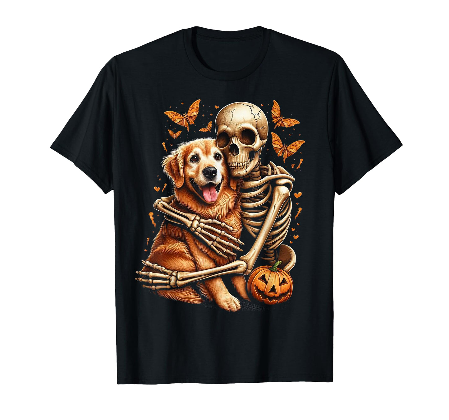 Golden Retriever Dog Costume Spooky Pumpkin Halloween T-Shirt