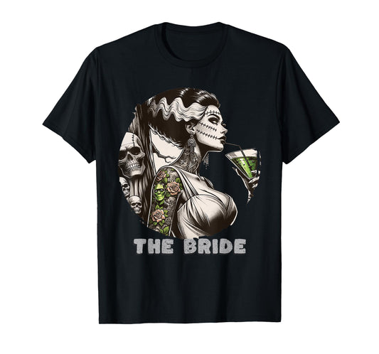Funny The Bride The Monster Frankenstein Spooky Halloween T-Shirt