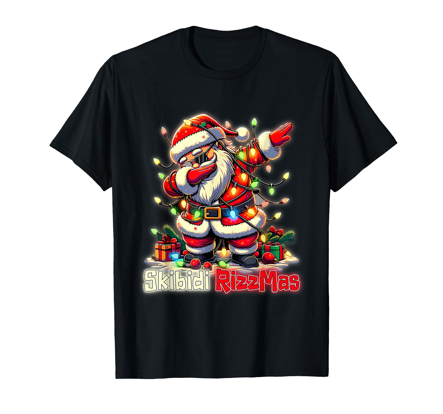 Funny Rizz Santa Claus Dabbing Christmas Skibidi Rizzmas T-Shirt