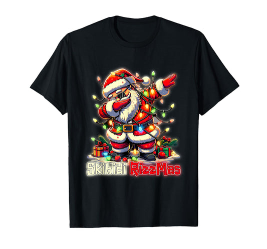 Funny Rizz Santa Claus Dabbing Christmas Skibidi Rizzmas T-Shirt