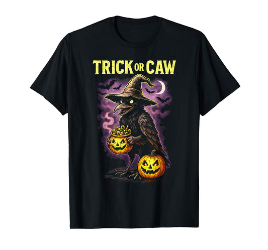 Funny Trick Or Caw Crow Halloween Raven Costume Spooky Bird T-Shirt