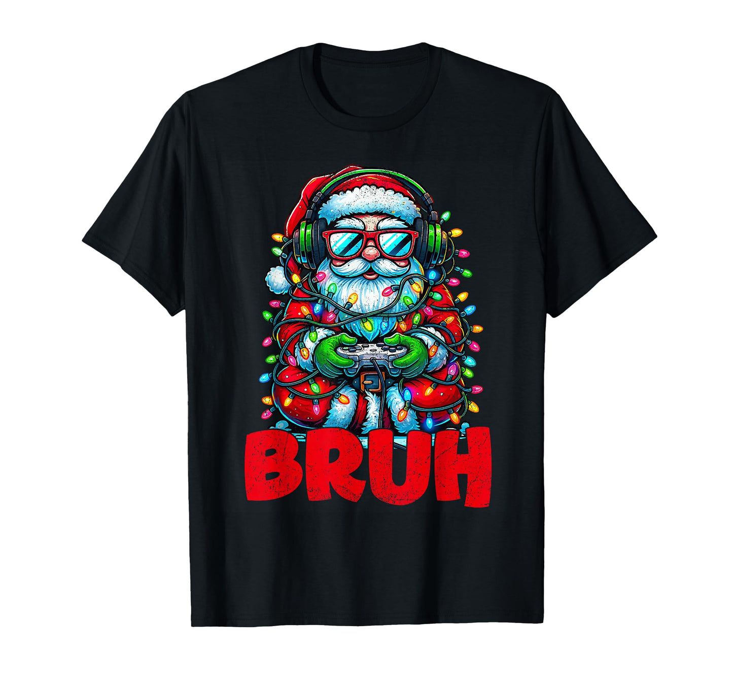 Bruh Christmas Santa Claus Gamer Video Game Xmas Pajamas T-Shirt