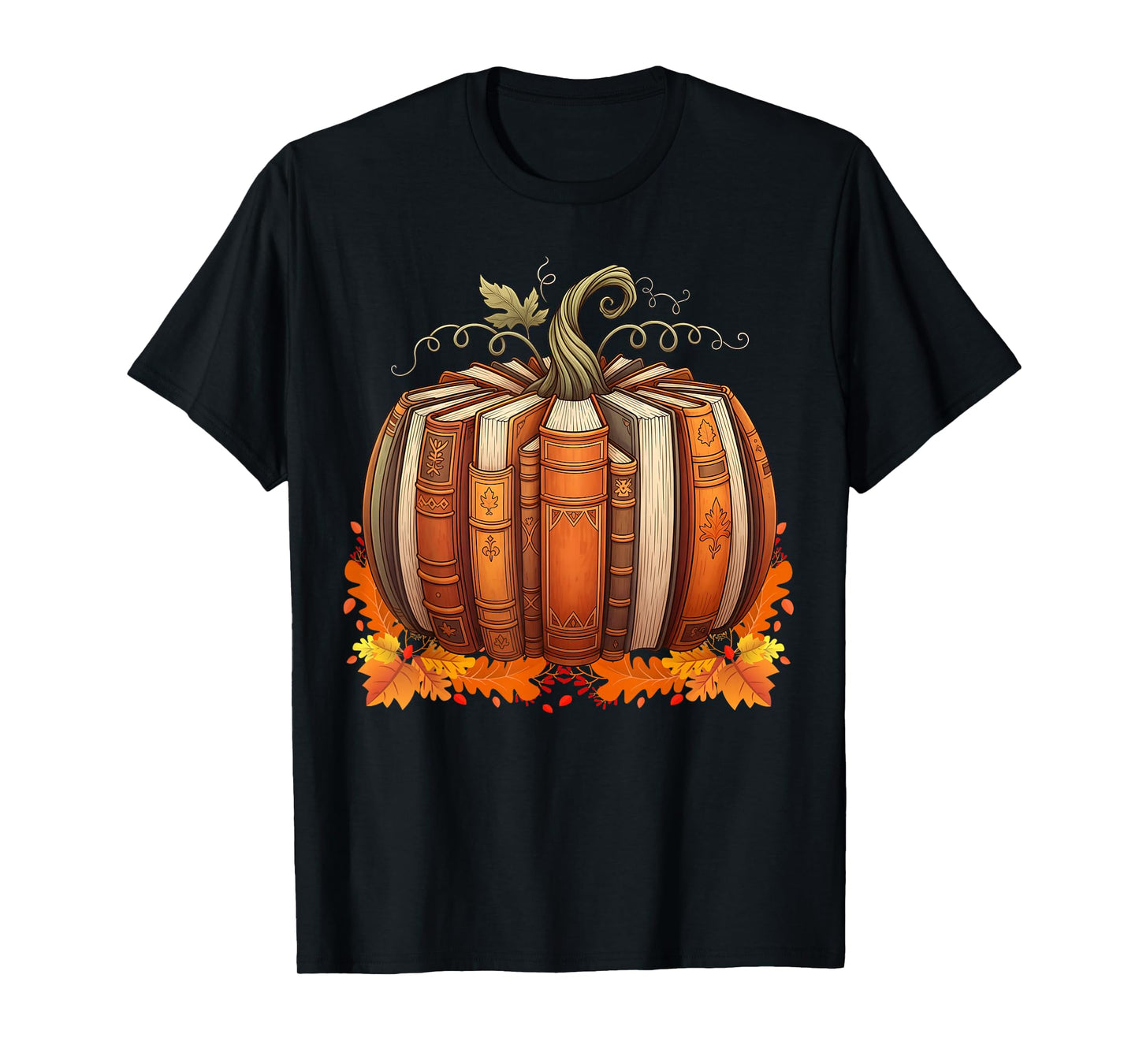 Fall Book Pumpkin Retro Reading Teacher Books Lover T-Shirt