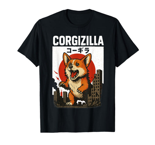 CorgiZilla Parody Japanese Art Funny Monster Corgi Attack T-Shirt
