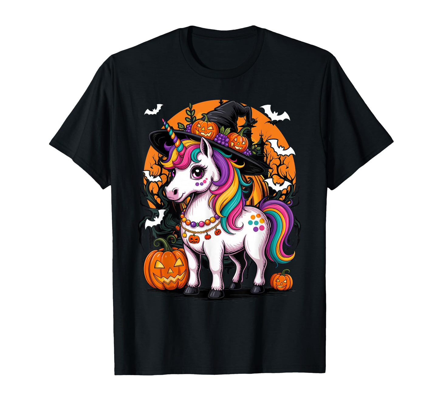 Halloween Unicorn Witch Girl T-Shirt