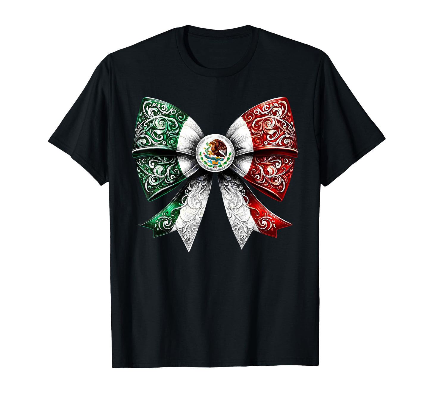 Coquette Ribbon Bow Mexican Flag Festive Latino Pride T-Shirt
