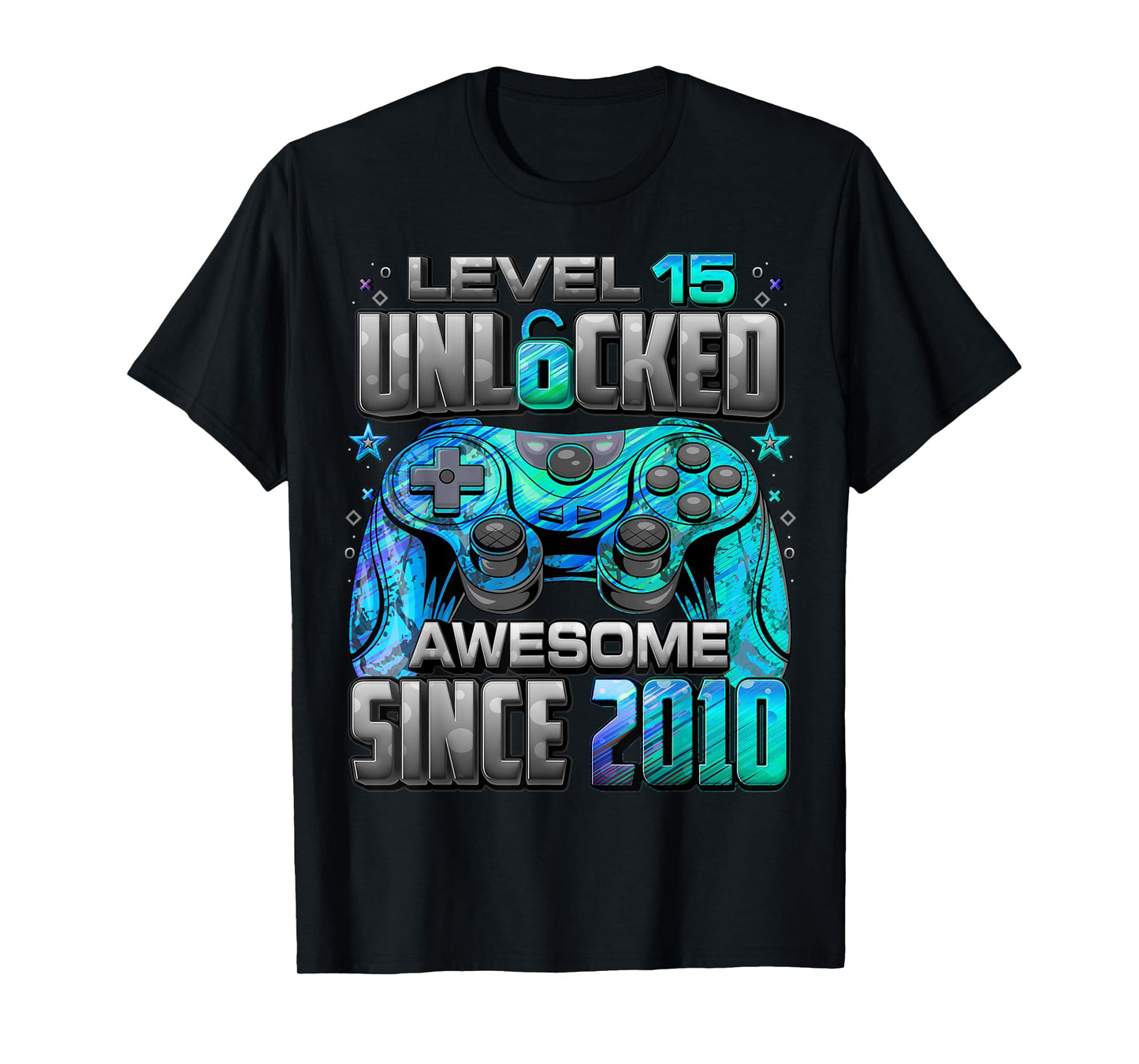 Level 15 Unlocked Awesome Since 2010 15th Birthday Gaming T-Shirt