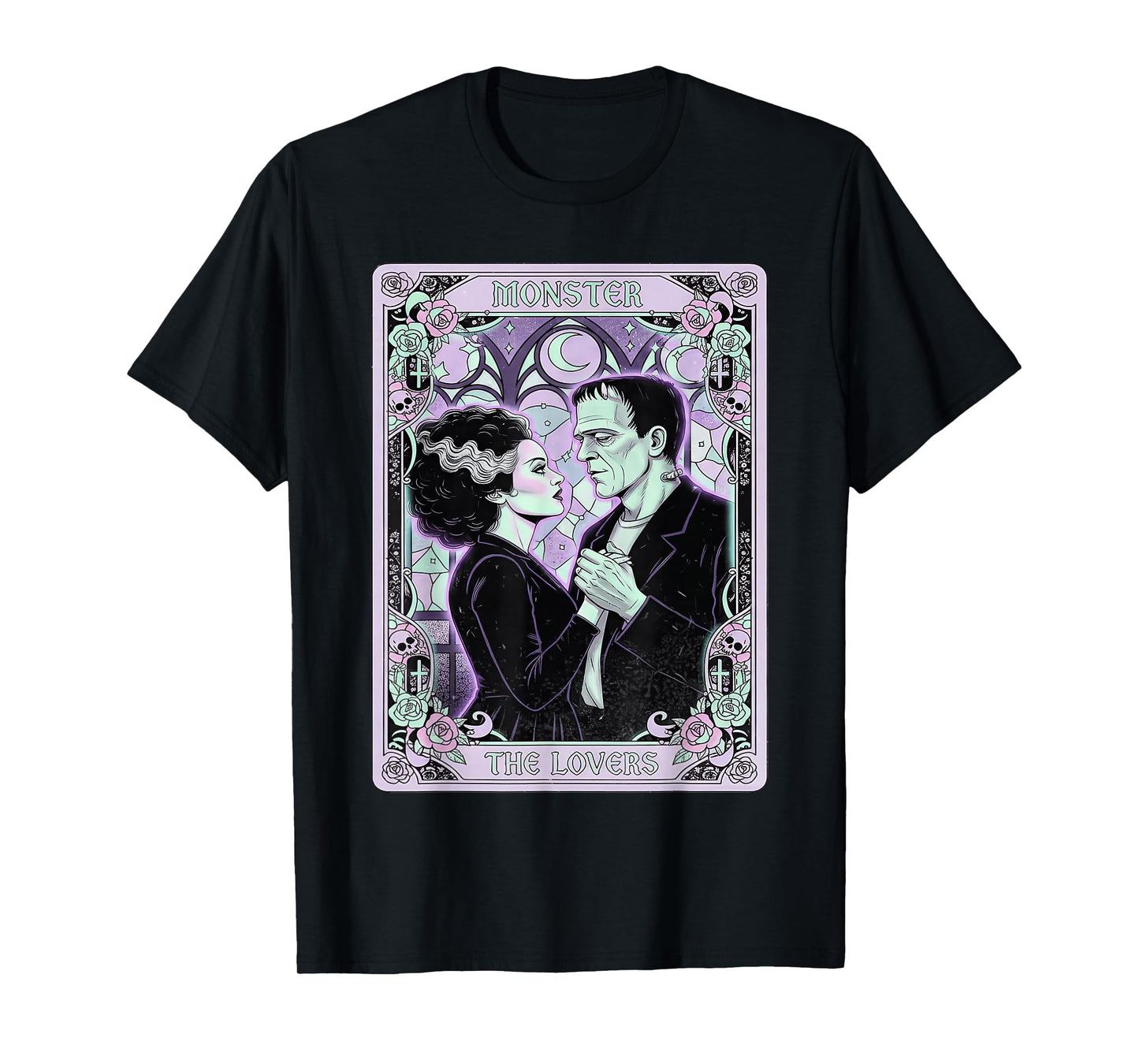 Monster Frankenstein Bride The Lovers Tarot Card Pastel Goth T-Shirt