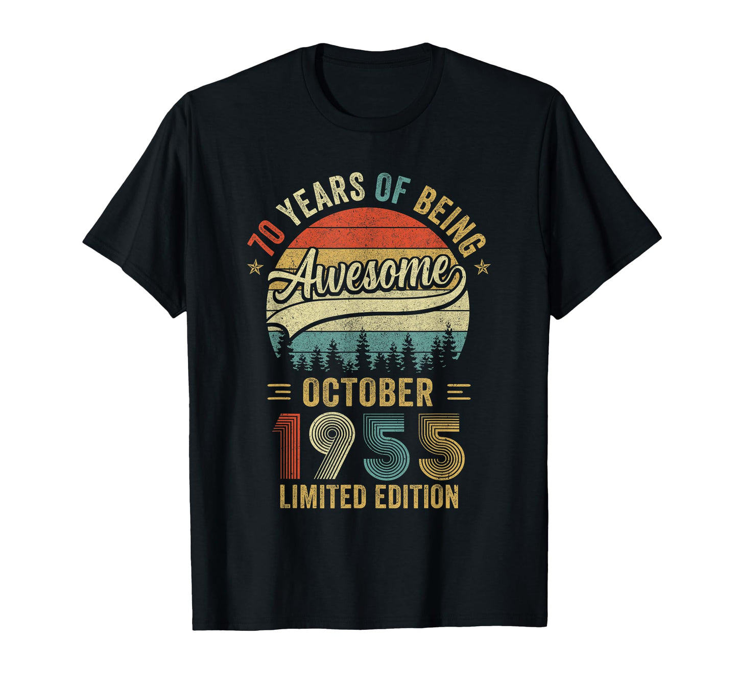 Vintage October 1955 Old 70Th Birthday Men Women T-Shirt