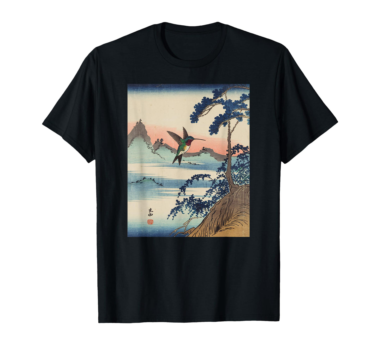 Japanese Art Hummingbird Kyosai Vintage Japan Artwork T-Shirt