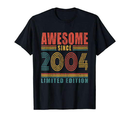 21 Birthday Awesome Since 2004 Vintage 21st Birthday T-Shirt