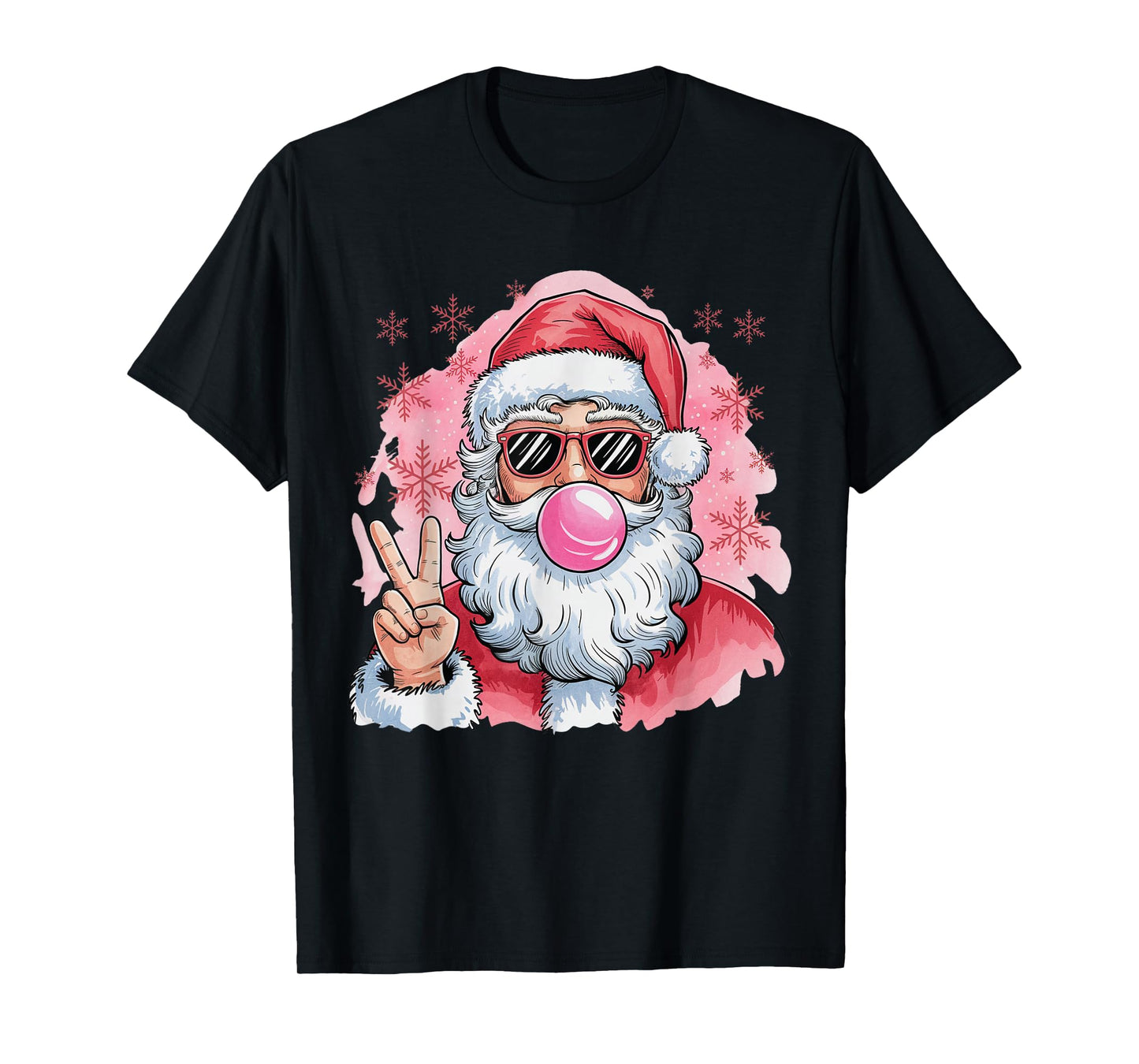 Santa Christmas Blowing Bubble Gum Pink Sunglasses Xmas Kids T-Shirt