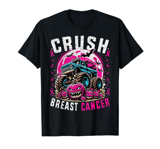 Breast Cancer Awareness Monster Truck Halloween Kids Toddler T-Shirt