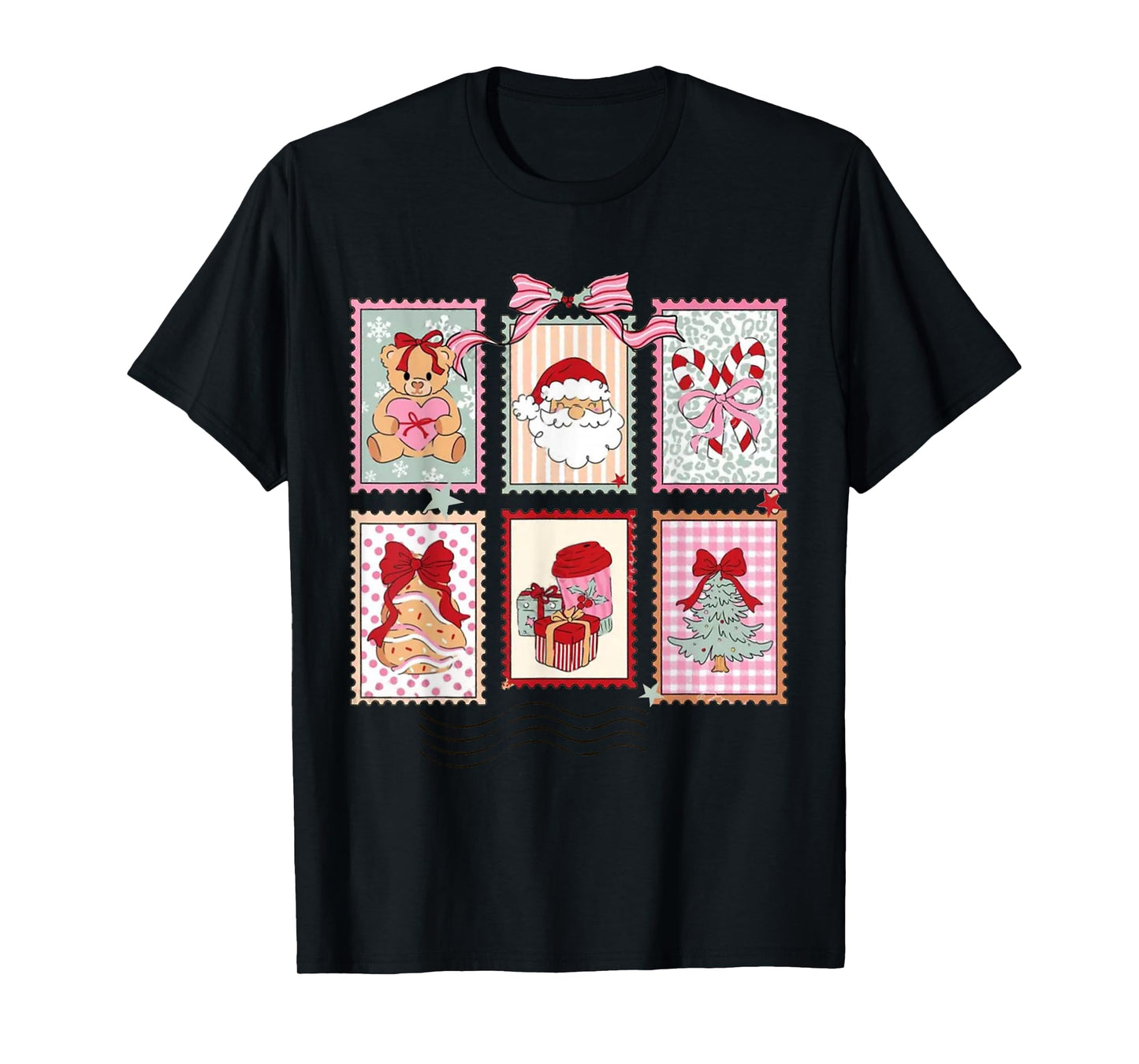 Vintage Santa Holiday Postage Stamps Merry Christmas T-Shirt