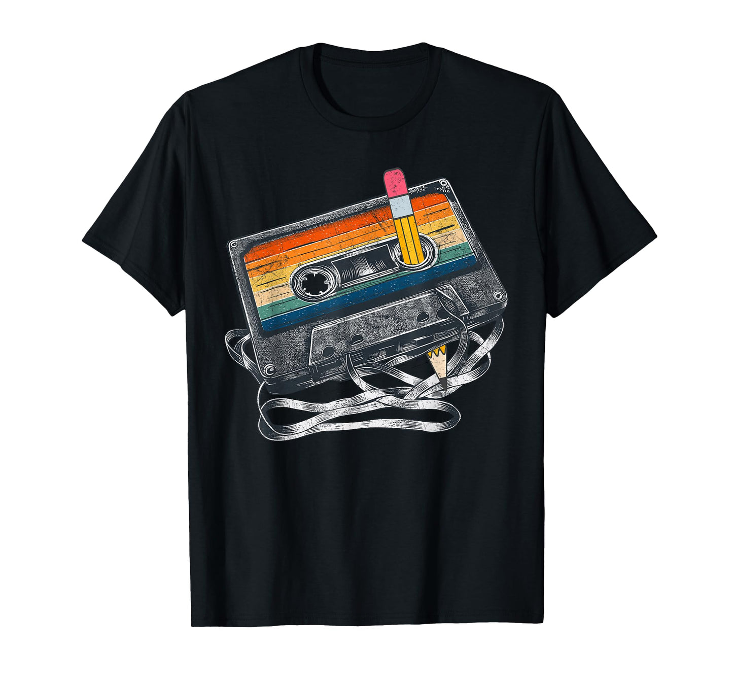 Retro 80s Cassette Tape Pencil 1980s Vintage Throwback Music T-Shirt