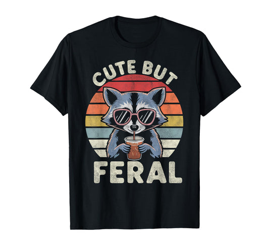Cute But Feral Funny Racoon Sunglasses For Toddler Boys Kids T-Shirt
