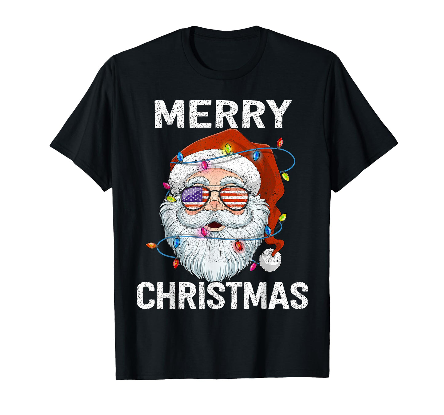 Merry Christmas Santa USA Flag Christmas Xmas Men Women T-Shirt