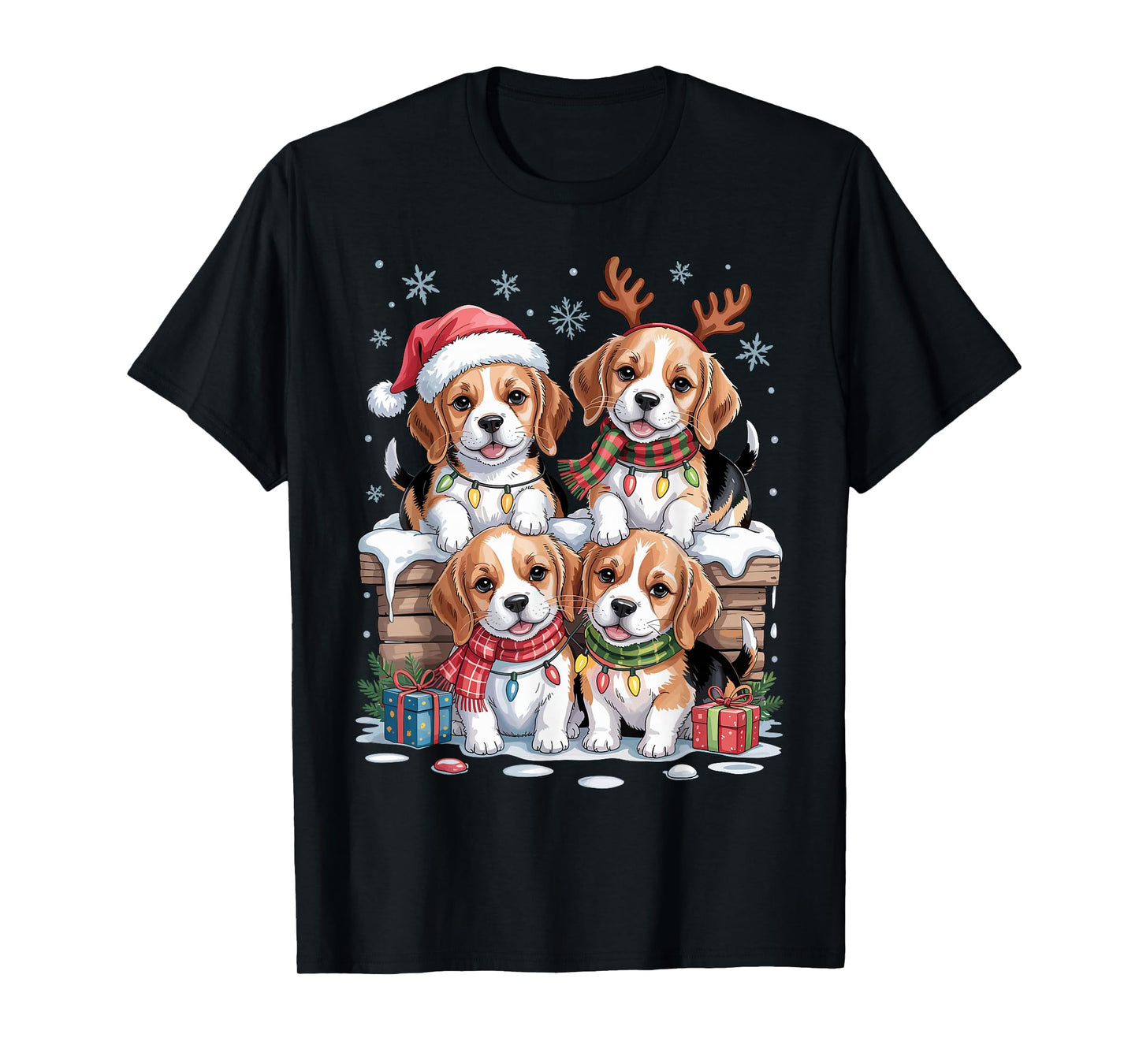Cute Beagle Christmas Puppies Dog Lover Funny Holiday Pajama T-Shirt