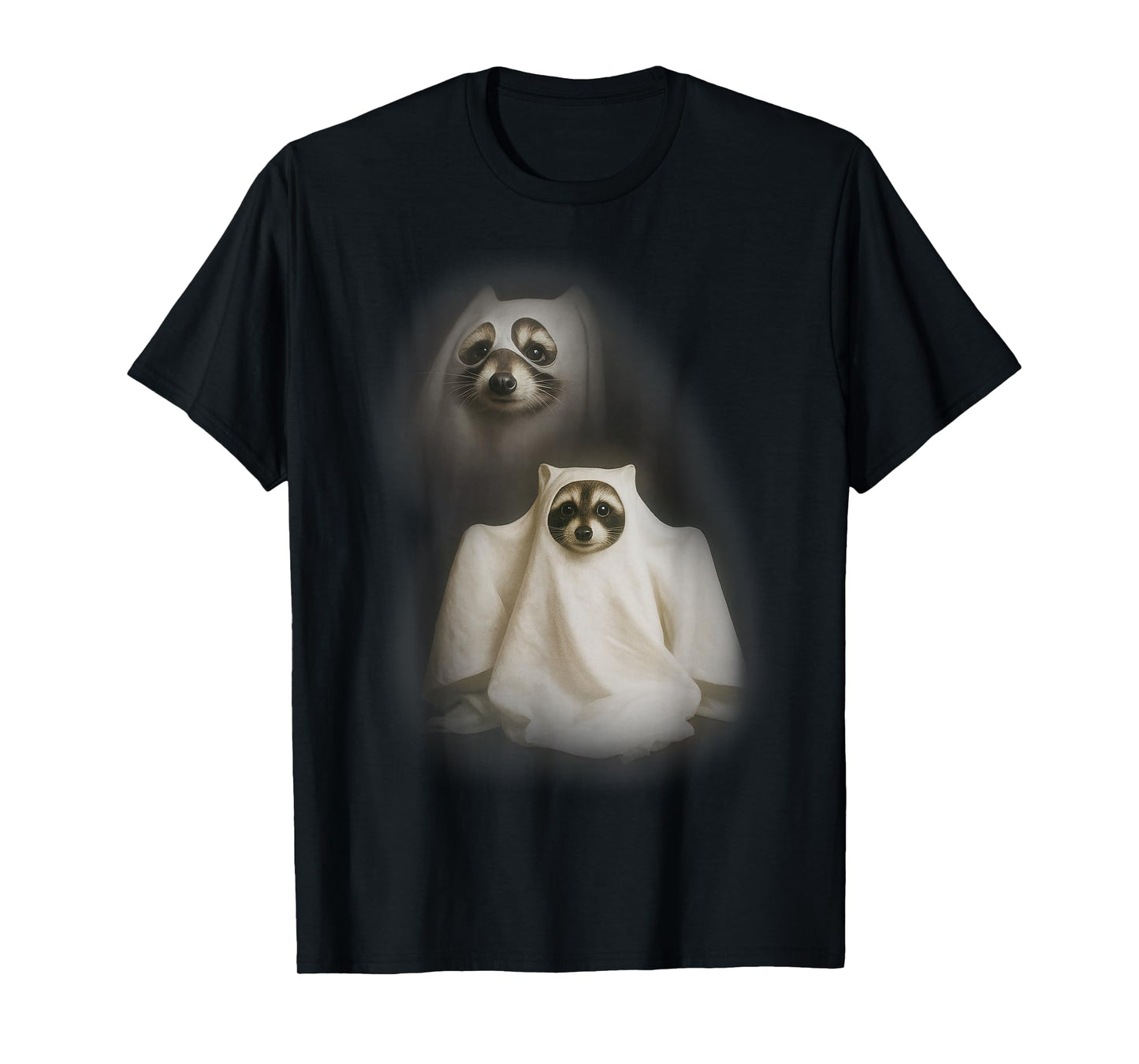 Vintage Ghost Racoon Peekaboo Funny Halloween Meme T-Shirt