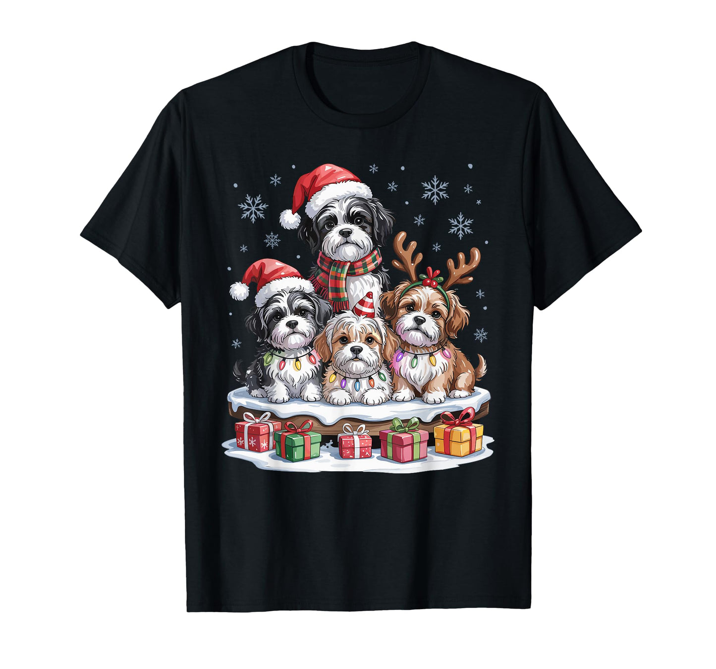 Cute Havanese Christmas Puppies Dog Lovers Funny Holiday T-Shirt