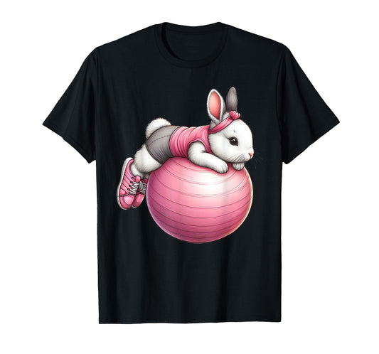 Easter Bunny on Exercise Ball Gym Fitness Workout Training T-Shirt