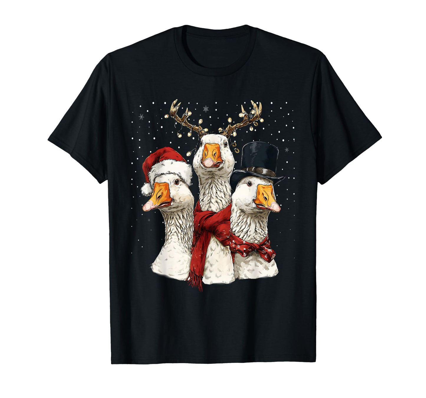 Funny Christmas Goose Holiday Santa Hat T-Shirt