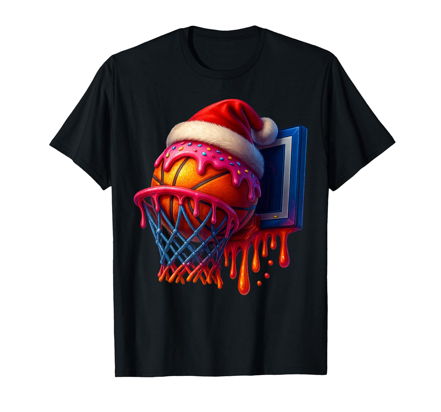 Christmas Basketball Tee Santa Reindeer Sports Men Boys Kids T-Shirt