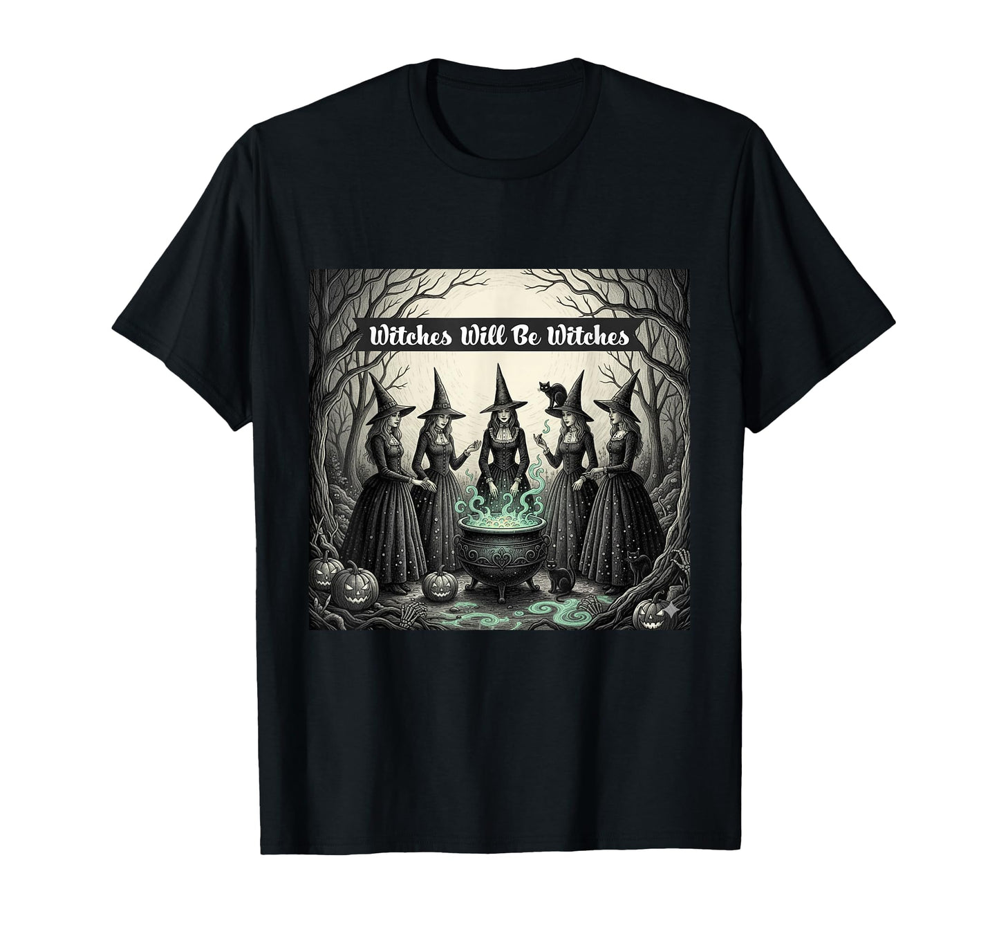Halloween Witch Women's Tee, Spooky Gothic Design for Women T-Shirt