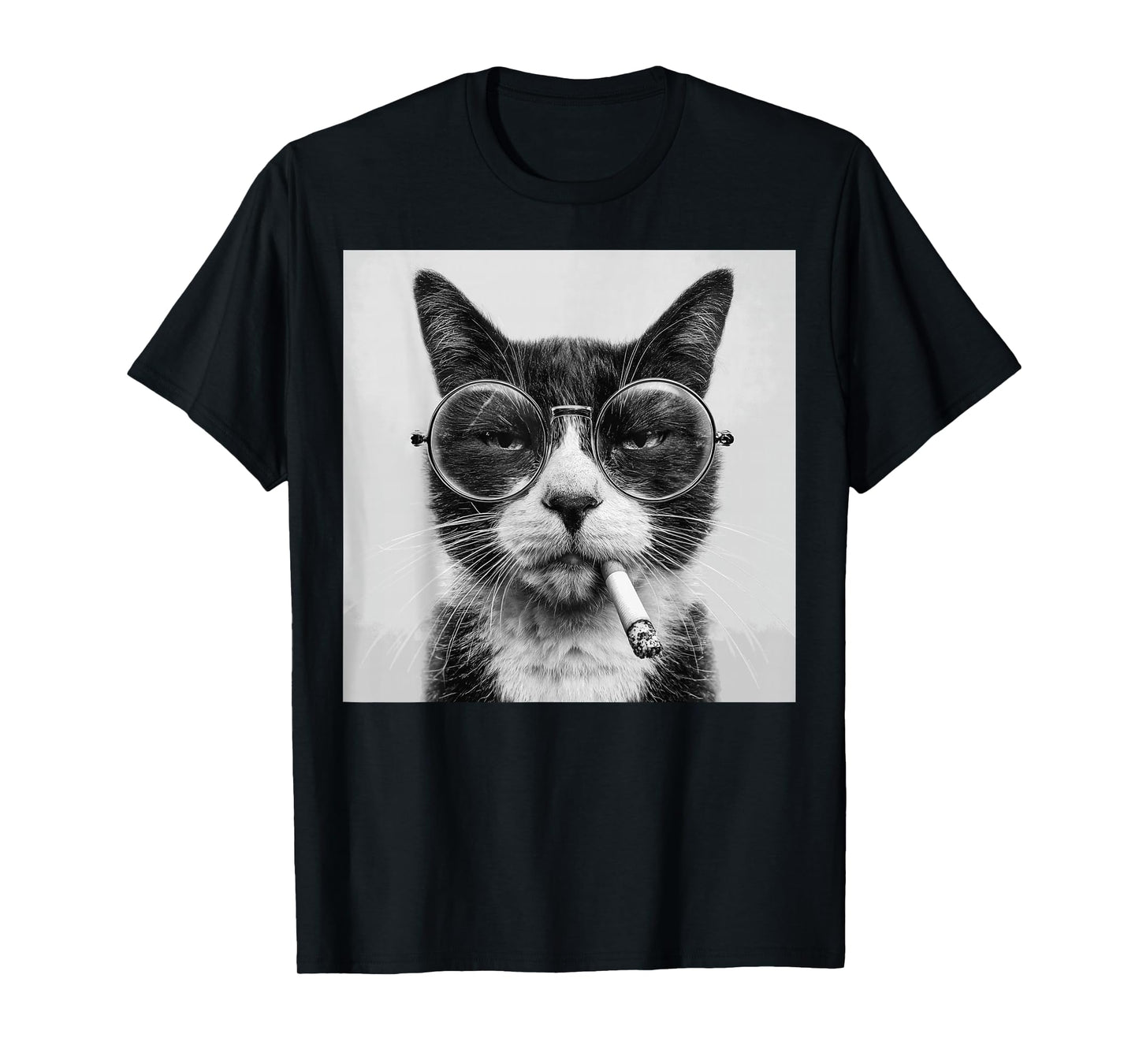 Funny Graphic Cat Smoking Adult Funny T-Shirt