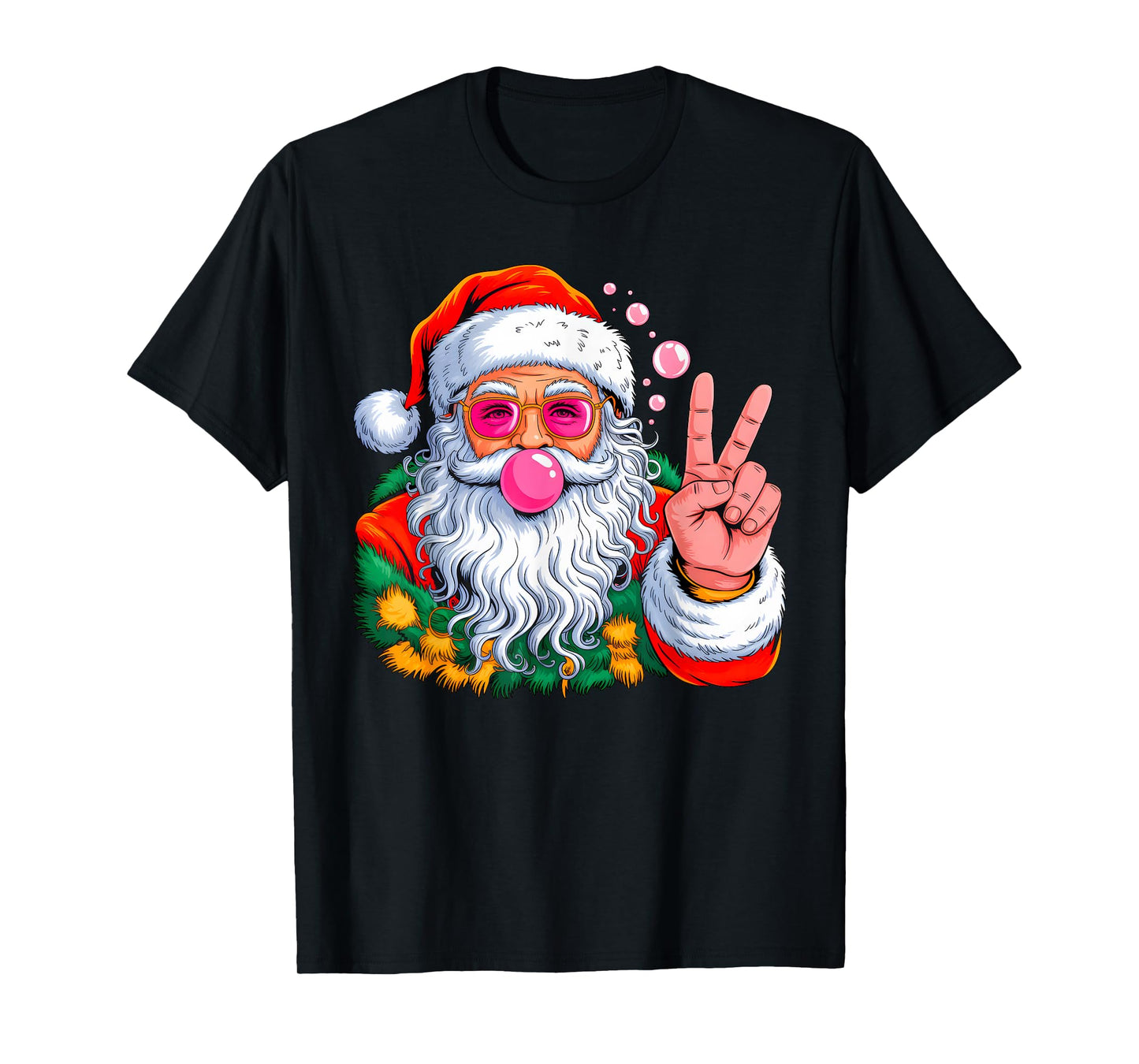 Funny Santa Claus Costume Blowing Bubble Gum Xmas Christmas T-Shirt