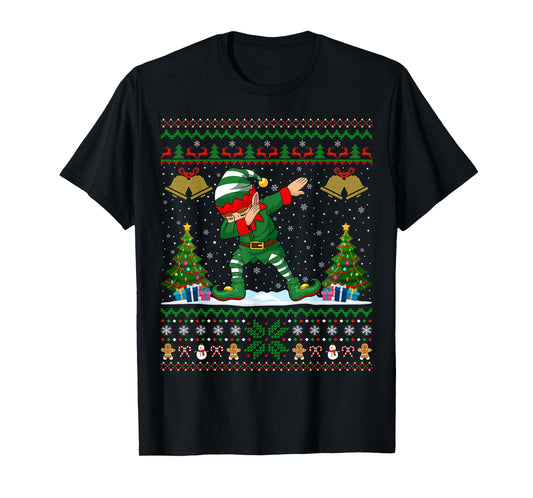 Family Matching Ugly Xmas Sweater Dabbing Elf Christmas T-Shirt