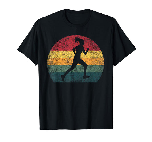 Runner Running Exercise Vintage Retro Style Girl Women Gift T-Shirt