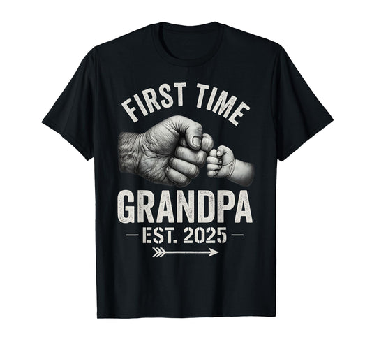 First Time Grandpa Est 2025 Fist Bump New Dad Father's Day T-Shirt