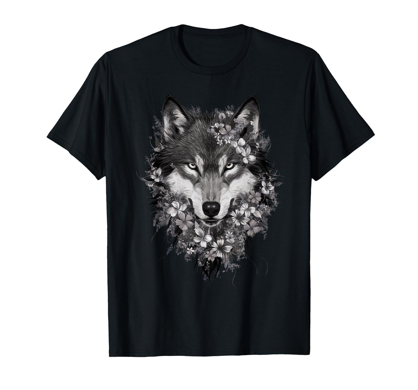Floral Wolf Vintage Flowers Wolf Face for Wolves Lover T-Shirt