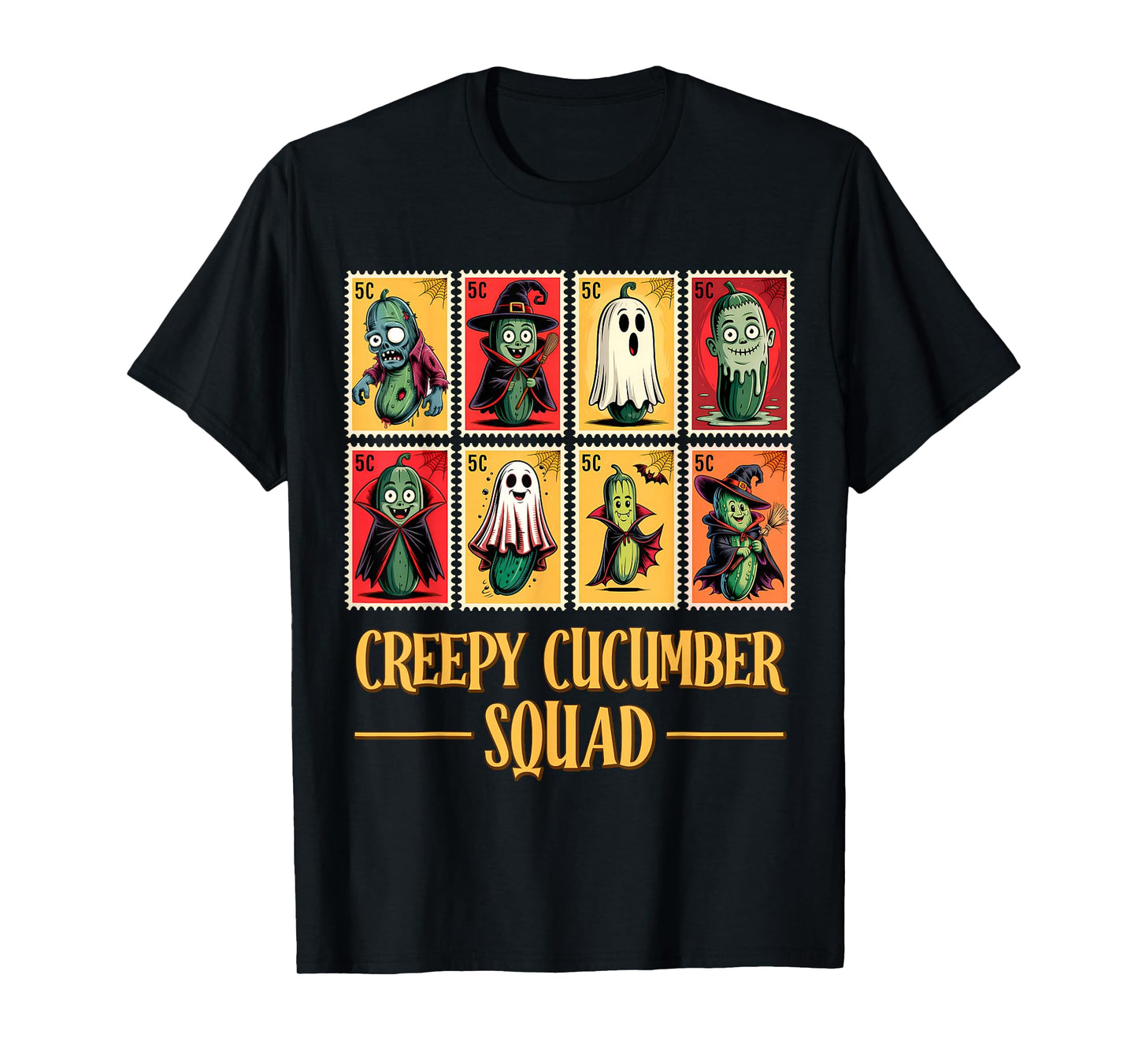 Creepy Cucumber Squad – Funny Halloween Stamp Men Women Kids T-Shirt