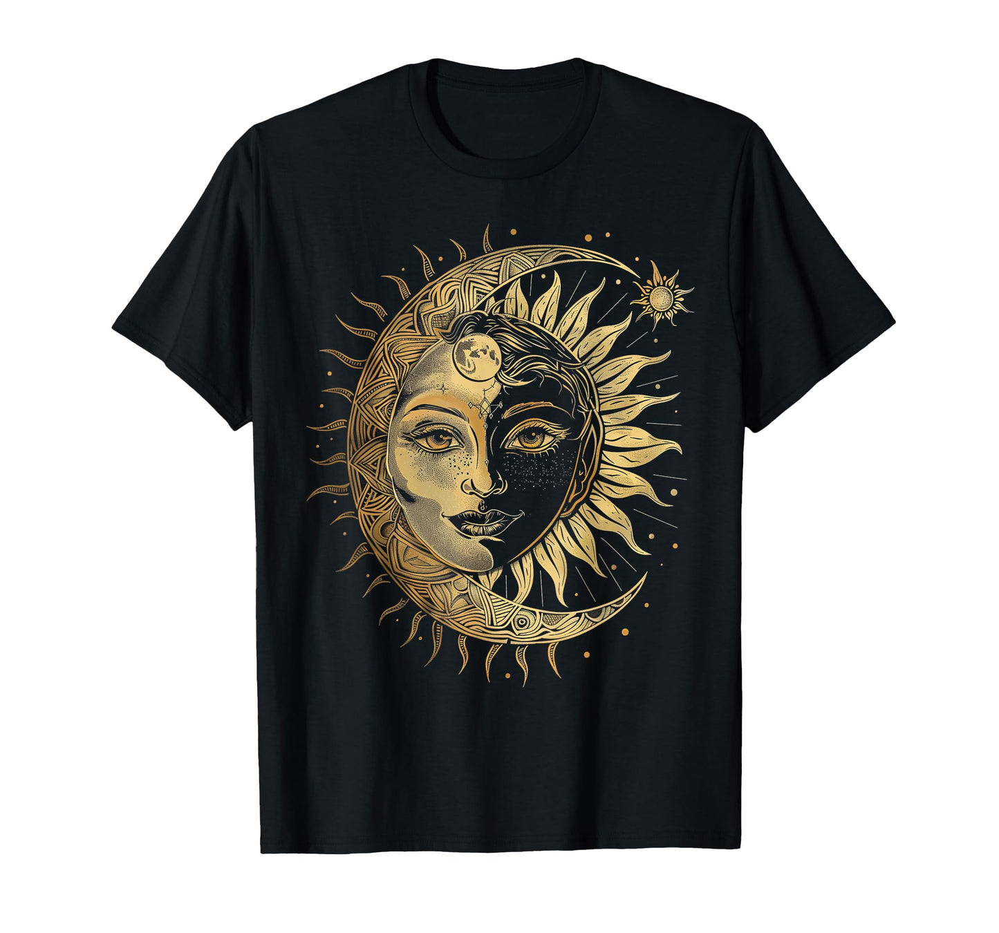 mystic sun and moon woman mystical flowers aesthetic T-Shirt