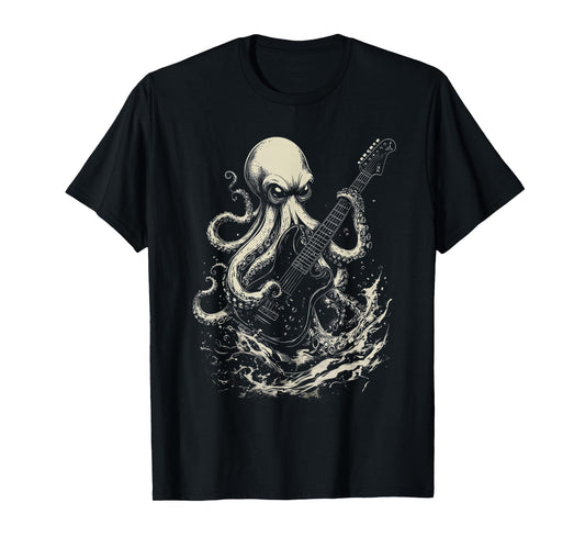 Guitar Player Octopus Heavy Metal Head Funny Guitarist T-Shirt