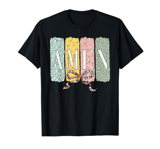 Easter Day Tee Amen Coquette Bow Jesus Easter T-Shirt