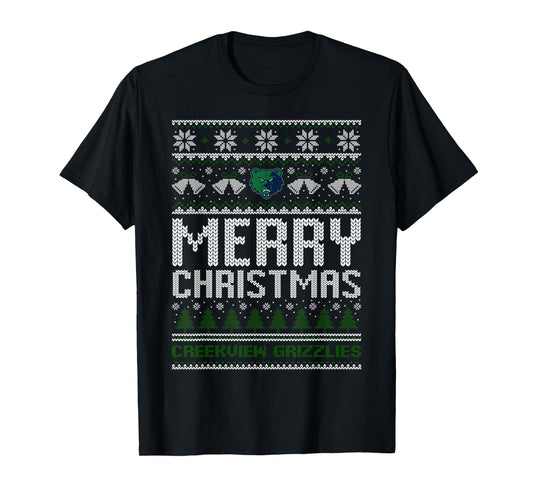 Creekview Grizzlies Logo Merry Christmas Ugly Sweater HS T-Shirt