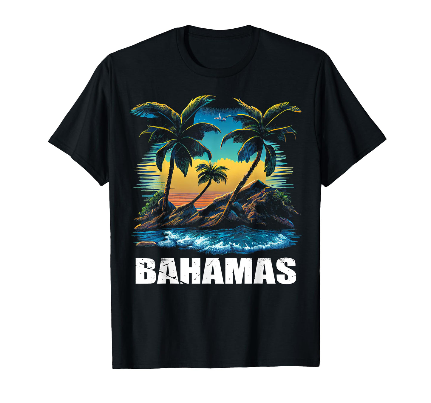 Retro Bahamas Sunset Vintage Vacation Souvenir T-Shirt