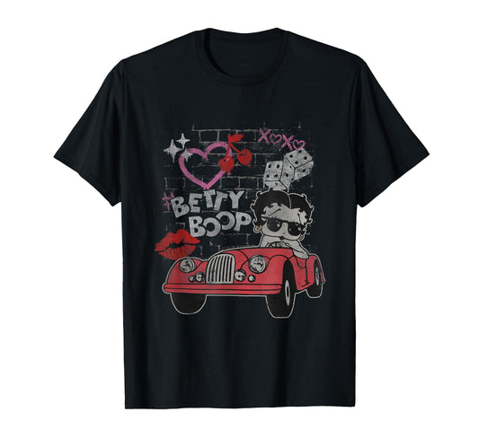 Betty Boop Kisses Distressed Heart Betty T-Shirt