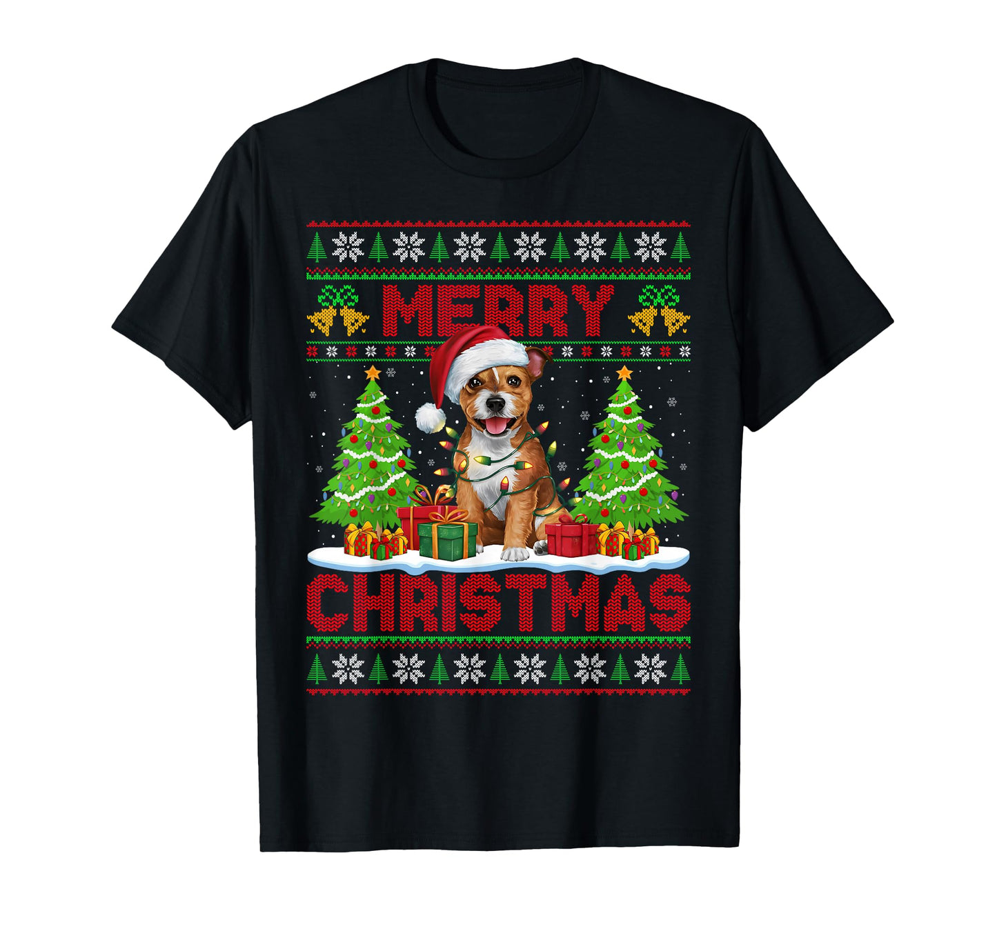 American Staffordshire Terrier Ugly Christmas Sweaters Xmas T-Shirt