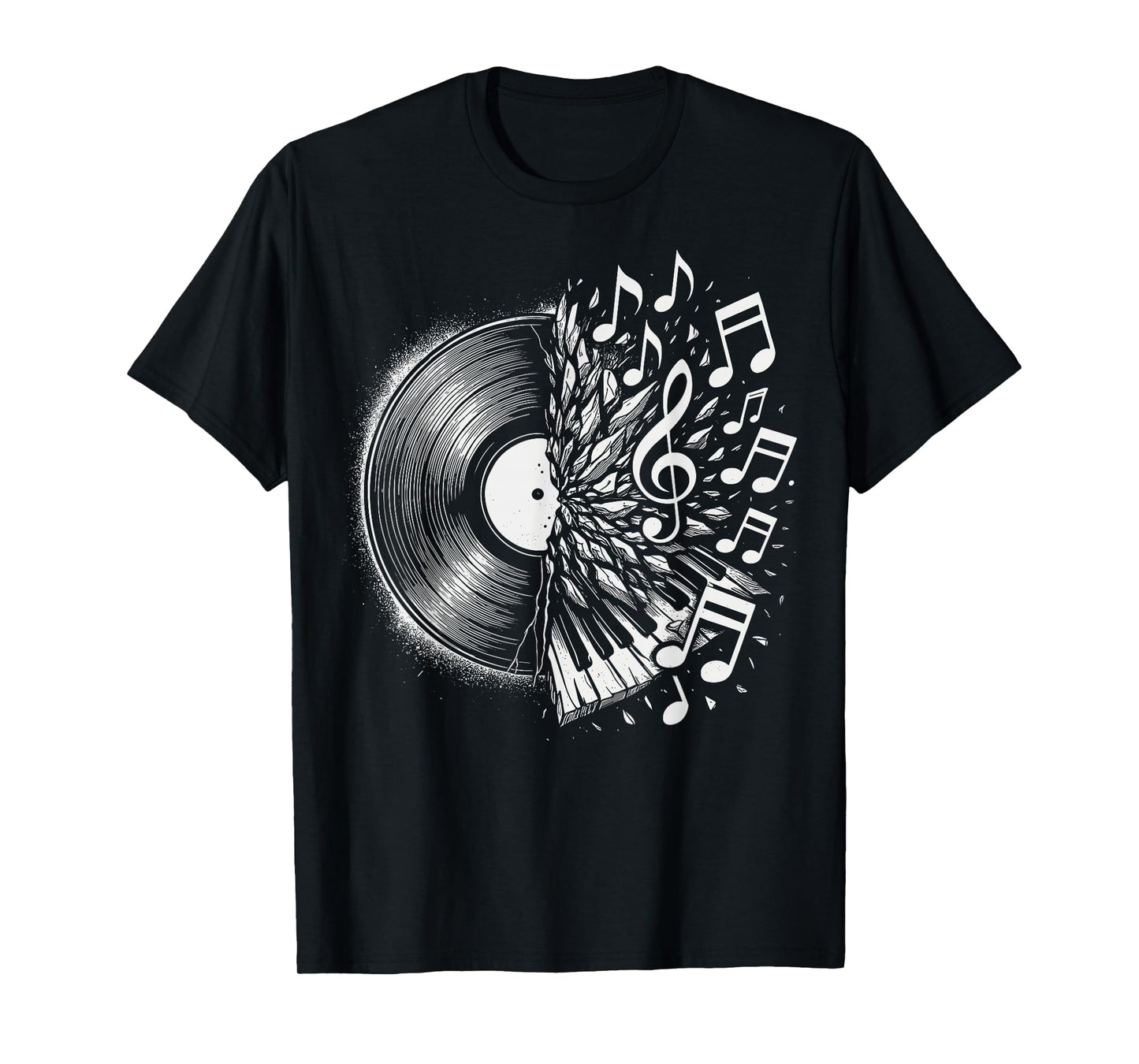 Vinyl Record Music Notes Retro Piano T-Shirt