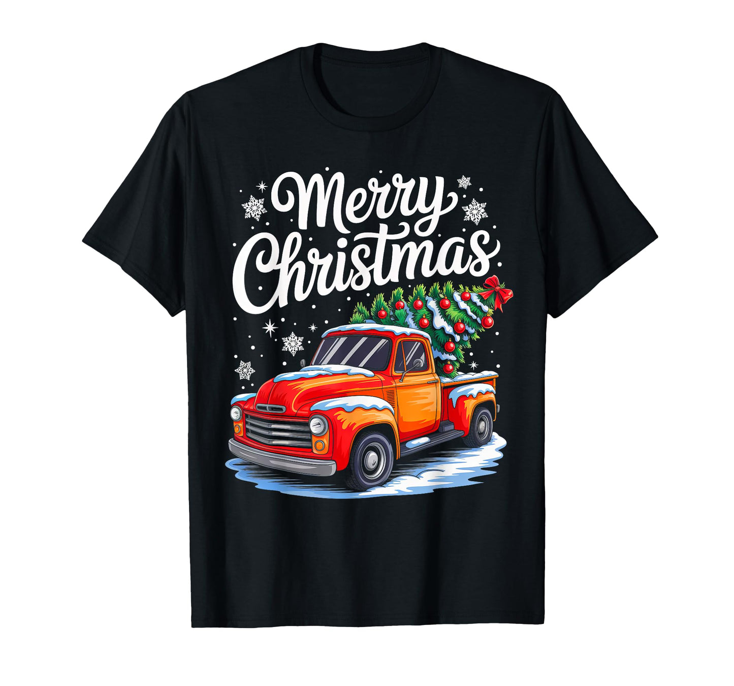 Merry Christmas Red Truck Family Matching Christmas Pajama T-Shirt