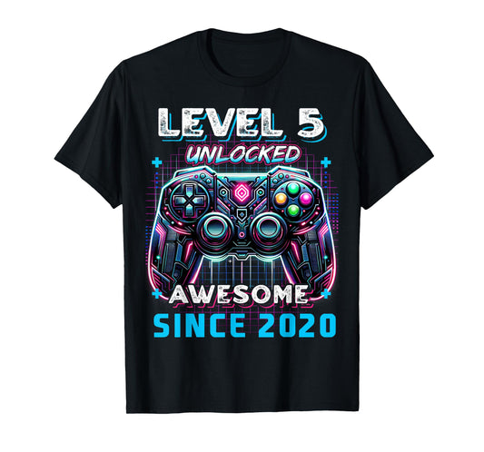5th Birthday Boy Level 5 Gamer 5 Year Video Game Party T-Shirt