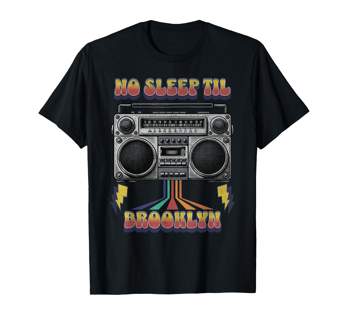 Vintage No Sleep Til Brooklyn Retro Style Stereo Radio T-Shirt
