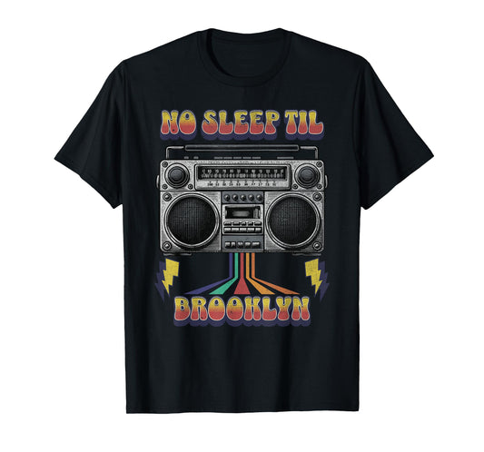Vintage No Sleep Til Brooklyn Retro Style Stereo Radio T-Shirt