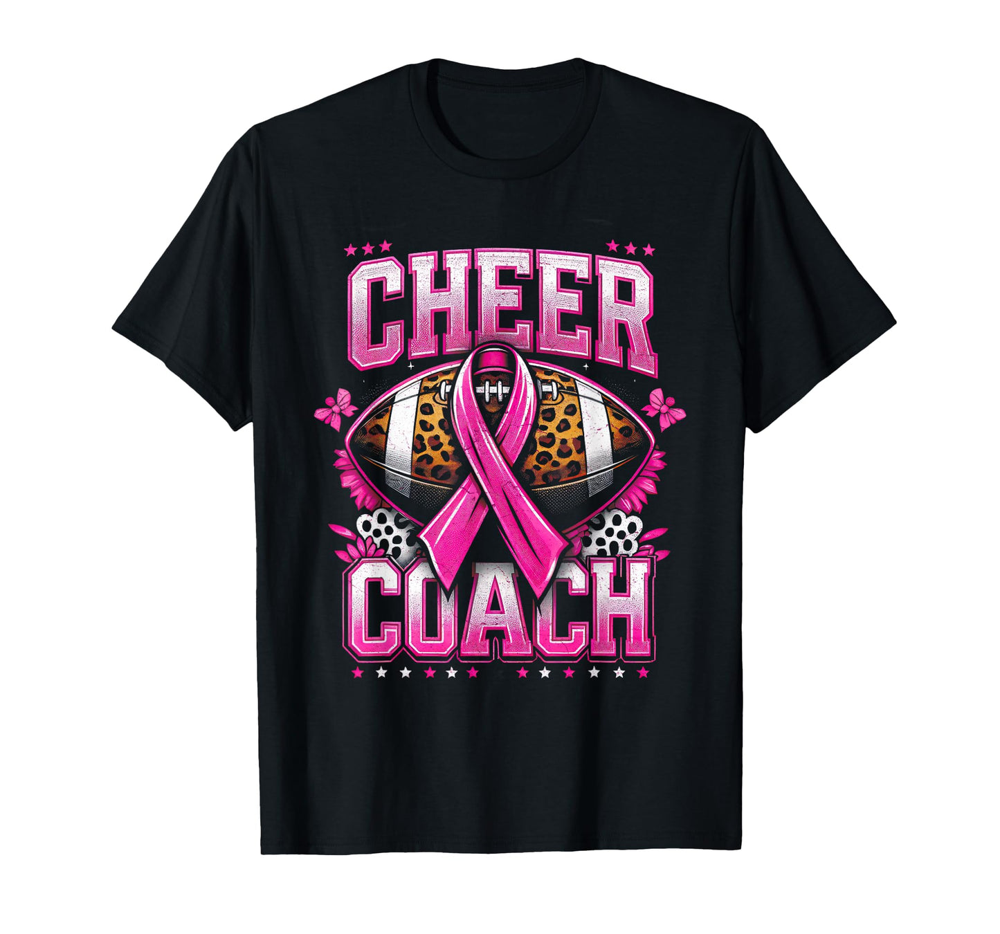 Football Cheer Coach Pink Ribbon Breast Cancer Awareness T-Shirt