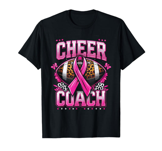Football Cheer Coach Pink Ribbon Breast Cancer Awareness T-Shirt