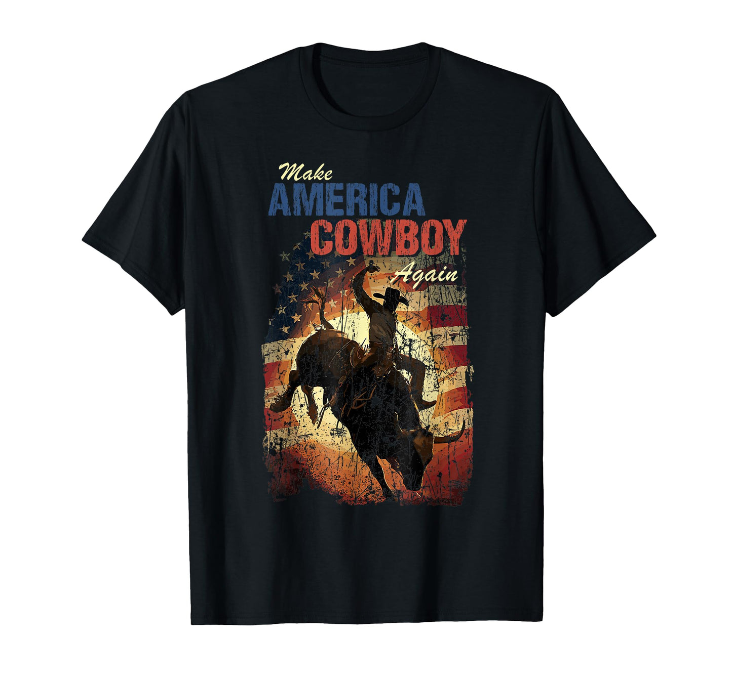 Make America Western Cowboy Again Retro 4th Of July Tee Gift T-Shirt